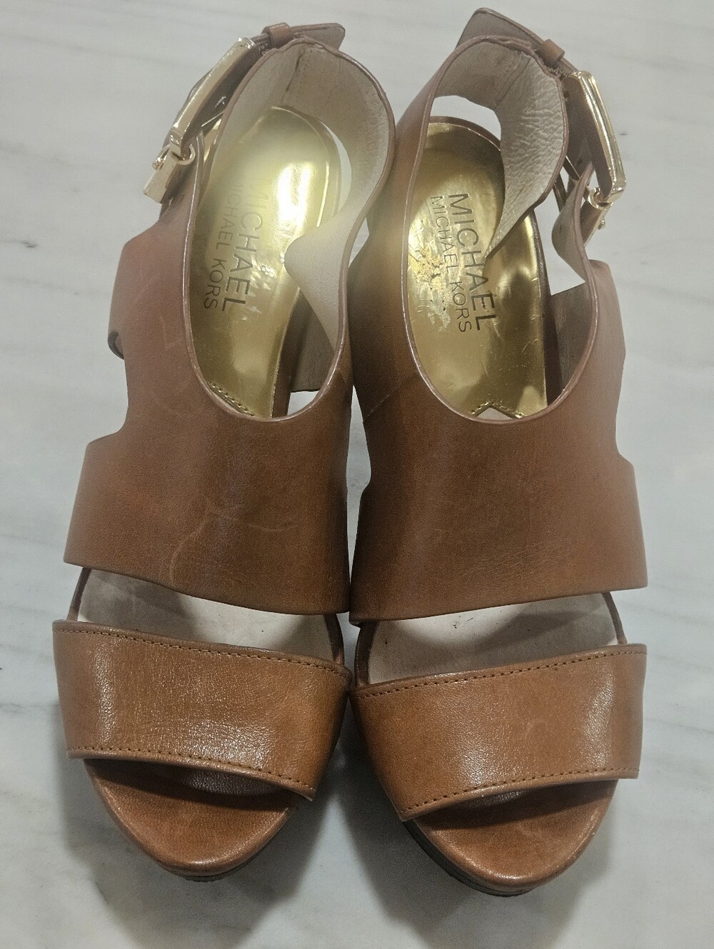 MICHAEL Michael Kors Carla Leather Platform Sandals – Size 6.5